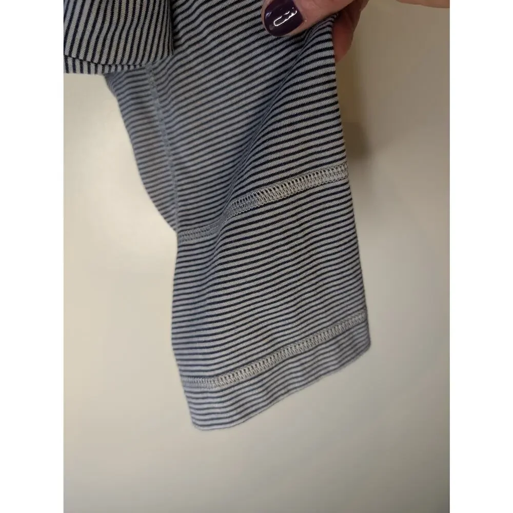 Toad&Co On Rush Quarter Zip Pullover Navy White Micro Stripe Organic Med - Picture 5 of 6